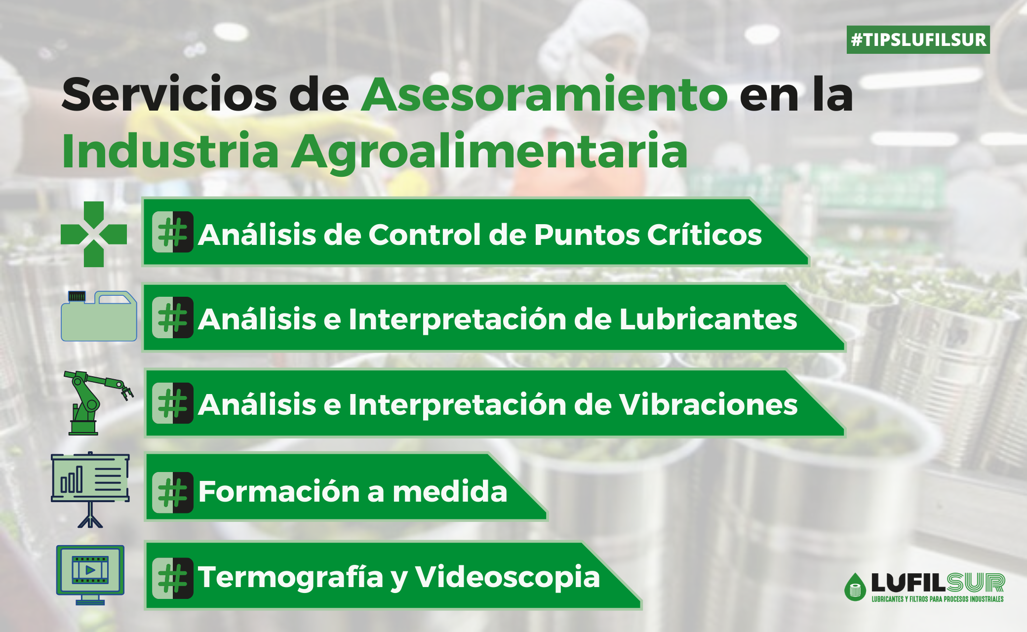 En LUFILSUR encontrarás todos los servicios de asesoramiento para industria agroalimentaria