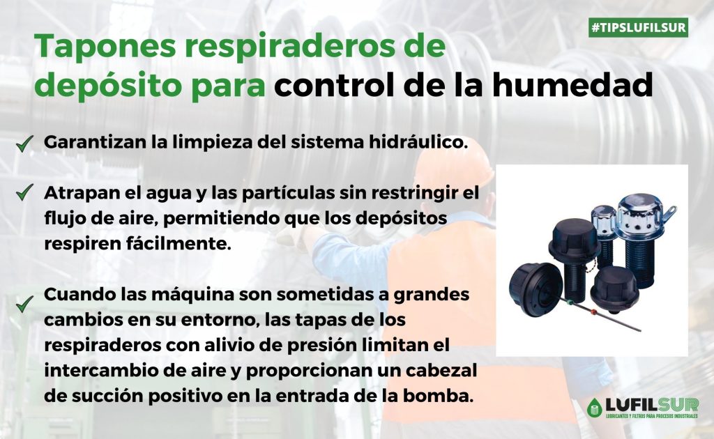 Los tapones de depósito controlan la humedad en los circuitos hidraulicos